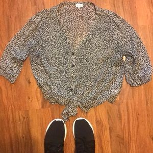 Medium sized cheetah  see through crop top